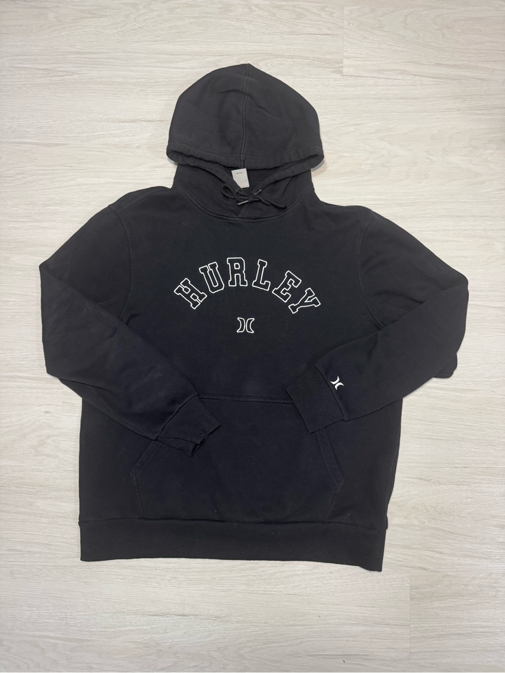 Hurley Black Pullover Hoodie with Embroidered Logo